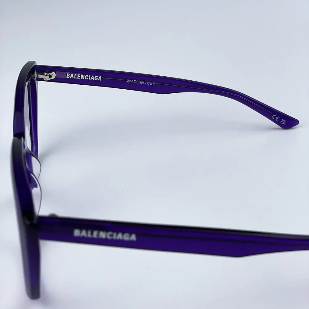 Balenciaga BB0062O 003 Eyeglasses Violet Logo Square Women